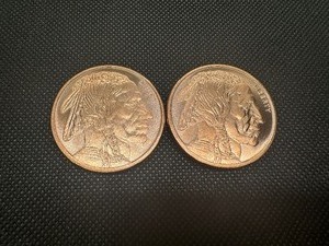 lot 97 image: Two Golden State Mint Copper 1 oz Rounds Buffalo Design