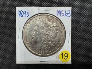 lot 19 image: 1890 Morgan Silver Dollar MS63