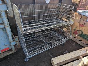 lot 54 image: 48 Rolling Display Rack - Wire Commercial Grade - 2 Levels