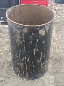 lot 65 image: Thick 55 Gallon Metal Drum - Hole