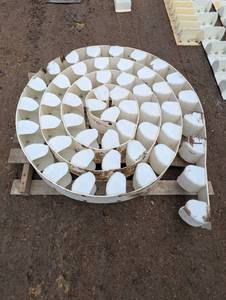 lot 35 image: 25 Ft Conveyor Belt by 5 In Wide with 4 Inch Bins - Aprox - May vary slightly from image