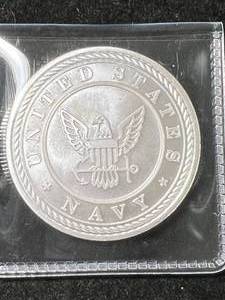 1 TROY OZ .999 FINE SILVER NAVY ROUND