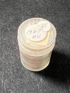 ROLL OF 20 US 1967 BU KENNEDY HALF DOLLARS SEALED