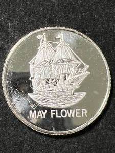1 TROY OZ .999 FINE SILVER MAYFLOWER ROUND