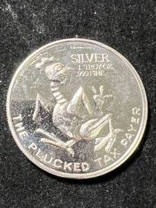 1 TROY OZ .999 FINE SILVER PLUCKED TAX PAYER ROUND