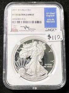 2017-W PROOF AMERICAN SILVER EAGLE NGC PF70 ULTRA CAMEO