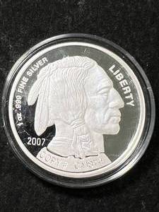 1 TROY OZ .999 FINE SILVER BUFFALO INDIAN ROUND IN AIRTITE