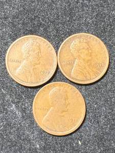 3 US WHEAT CENTS 1917P-D-S