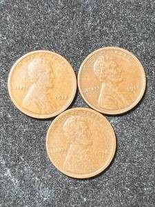3 US WHEAT CENTS 1918P-D-S