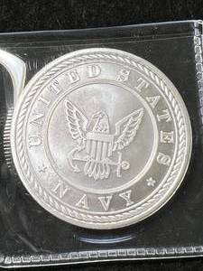 1 TROY OZ .999 FINE SILVER NAVY ROUND