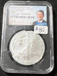 2016-W BURNISHED AMERICAN SILVER EAGLE NGC MS70