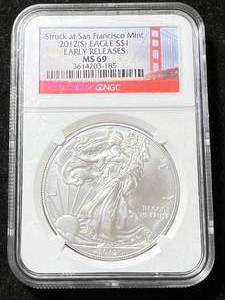 2012-S AMERICAN SILVER EAGLE NGC MS69