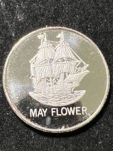 1 TROY OZ .999 FINE SILVER MAYFLOWER ROUND