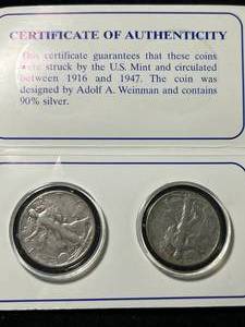 WALKING LIBERTY HALF DOLLAR 2 COIN COLLECTION