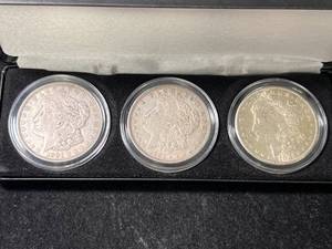 3 US 1921P-D-S MORGAN SILVER DOLLARS IN AIRTITES
