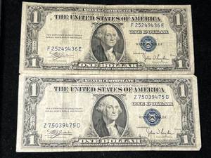 2 US BLUE SEAL $1 SILVER CERTIFICATES