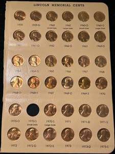 PAGE OF US LINCOLN CENTS 1959-1973S