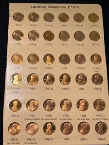 PAGE OF US LINCOLN CENTS 1974-1983S