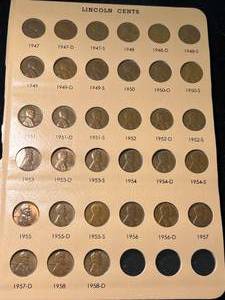 PAGE OF US LINCOLN CENTS 1947-1958D