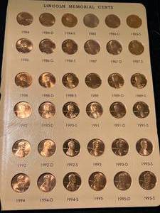 PAGE OF US LINCOLN CENTS 1984-1995S