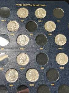 PAGE OF 10 US SILVER WASHINGTON QUARTERS