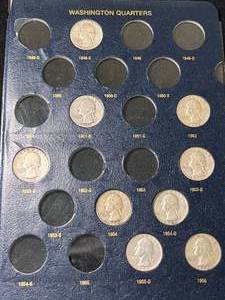 PAGE OF 9 US SILVER WASHINGTON QUARTERS