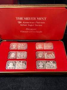 AMERICAN PATRIOTS SILVER INGOT SERIES SET 20 GRAMS .999 FINE SILVER EACH