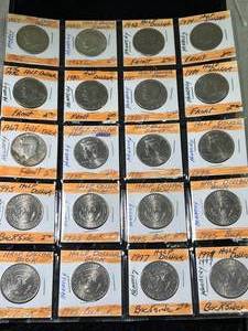 PAGE OF 20 US KENNEDY HALF DOLLARS