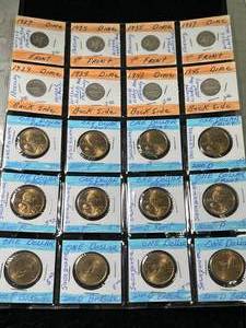 PAGE OF 8 US MERCURY DIMES WITH 12 SACAGAWEA DOLLARS