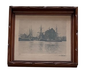 lot 126 image: Vintage Harbor Scene Print