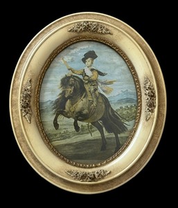 lot 125 image: Vintage Equestrian Gilded Oval Framed  Print