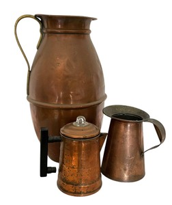lot 137 image: Vintage Copper Pitchers and Coffee Pot