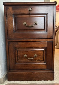 lot 171 image: Sturdy Wooden File Two Drawer Cabinet with Key