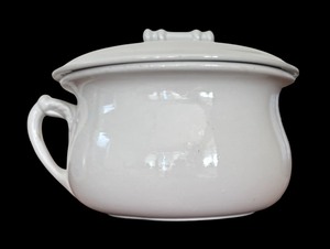 lot 54 image: Charles Meakin Hanley England White Porcelain Chamber Pot with Lid
