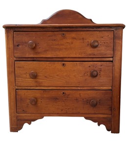 lot 45 image: Antique Primitive Three Drawer Bedside Table