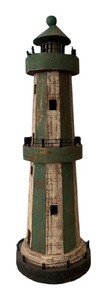 lot 190 image: Decorative Green and White Wooden Lighthouse