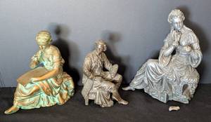 lot 191 image: Three Antique Cast Metal Clock Topper Figurines