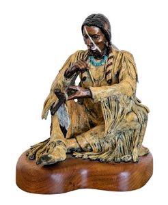 lot 27 image: Bronze Medicine Pipe Sculpture by Marie Barbera