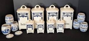 lot 39 image: Vintage German Blue and White Ceramic Canisters
