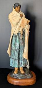 lot 15 image: Bronze Native American Woman Sculpture by Marie Barbera