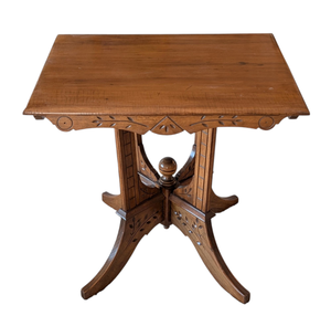 lot 35A image: Antique  Eastlake Carved Walnut Side Table