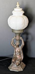 lot 6 image: Art Deco Bronze Table Lamp  Vintage Art Deco Joan of Arc Table Lamp