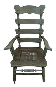 lot 109 image: Vintage Green Painted Ladder Back Chair