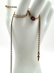 lot 54R image: Antique Victorian 10k Fob Chain with Slide