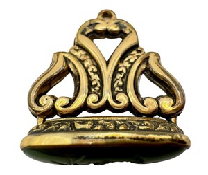 lot 28R image: Antique Gold Filled and Jade Fob