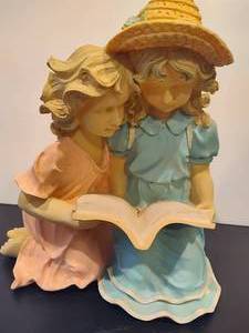 lot 49 image: Vintage Yardworks Originals  Girls Reading Books Figurine