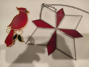 lot 79 image: Stained Glass Cardinal and RedWhite Star