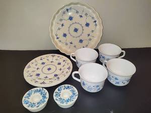lot 23 image: Assorted Blue Floral DinnerwareServing Dishes