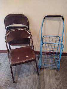 lot 135 image: Two Steel Folding Chairs  Easy Cart