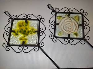 lot 99 image: MetalGlass Garden Stakes